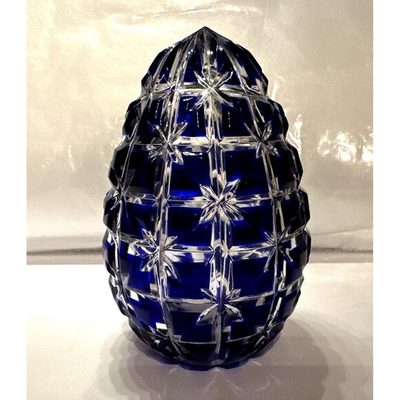 Magda Nemeth Cobalt Blue Crystal Decorative Egg 4" Hand Signed and Numbered VTG - Picture 3 of 6